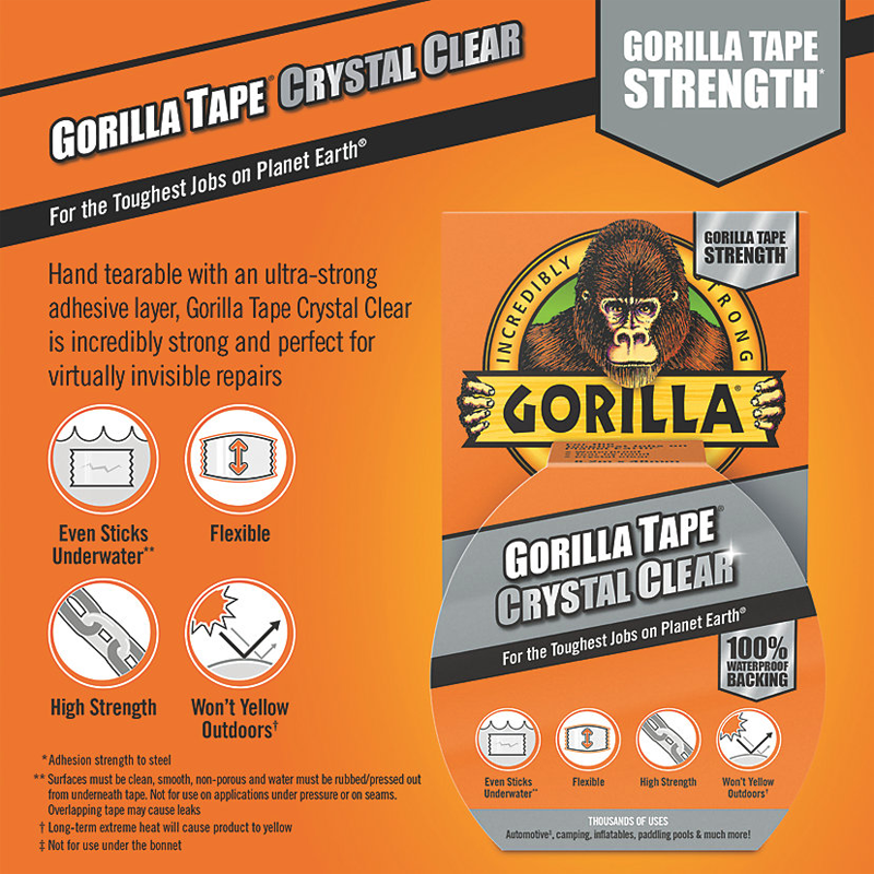 Gorilla Tape Crystal Clear Repair Tape- 48mm x 8.2m
