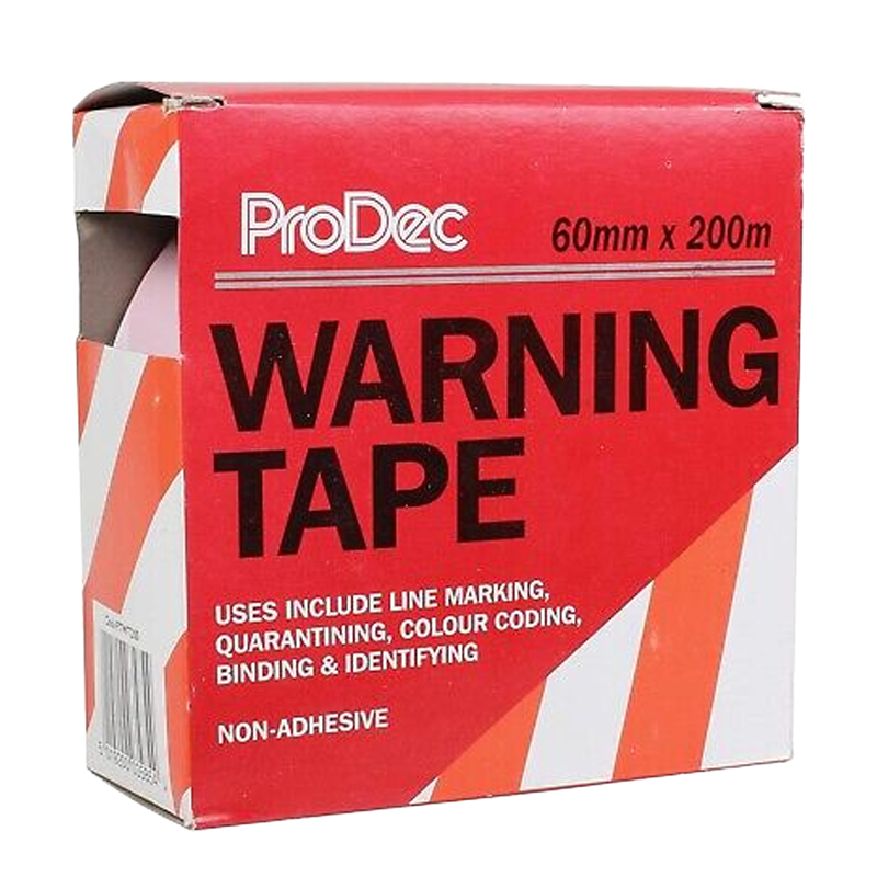 ProDec White and Red Warning Tape 60mm x 200m
