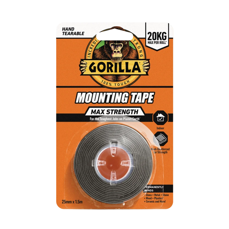 Gorilla Heavy Duty Mounting Tape 25mm x 1.5m MAX STRENGTH