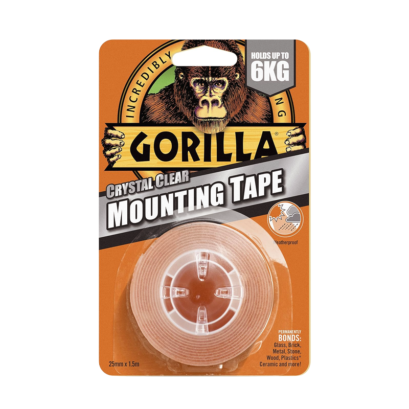 Gorilla Heavy Duty Crystal Clear Mounting Tape 25mm x 1.5m