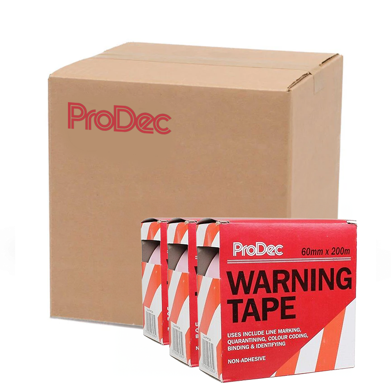 ProDec White and Red Warning Tape 60mm x 200m